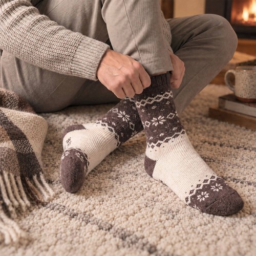 Cream brown nordic snowflake - nordic,